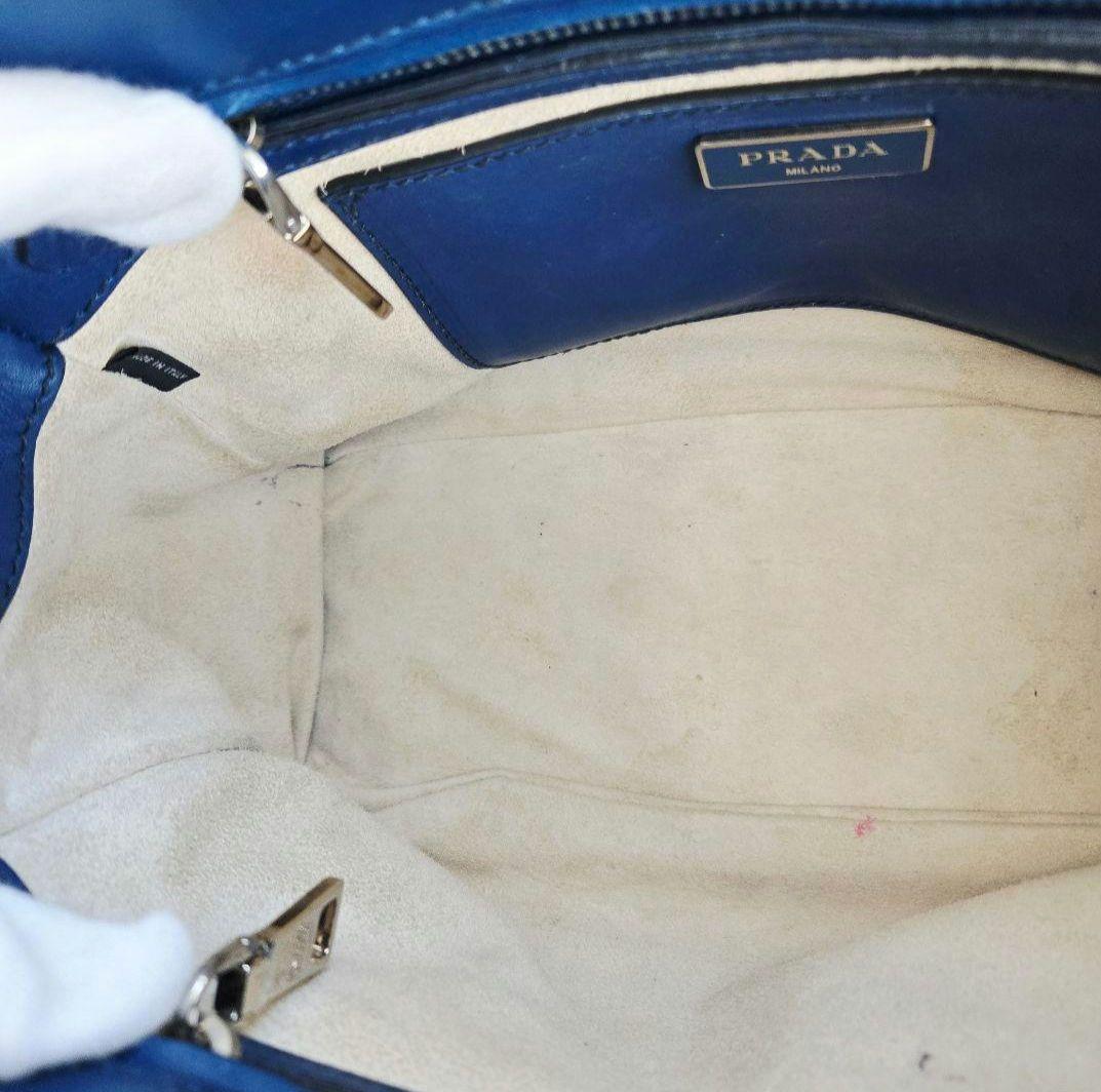 ⭐PRADA⭐ プラダ ガレリア ハンドバッグ ネイビー レザー クロシェット
