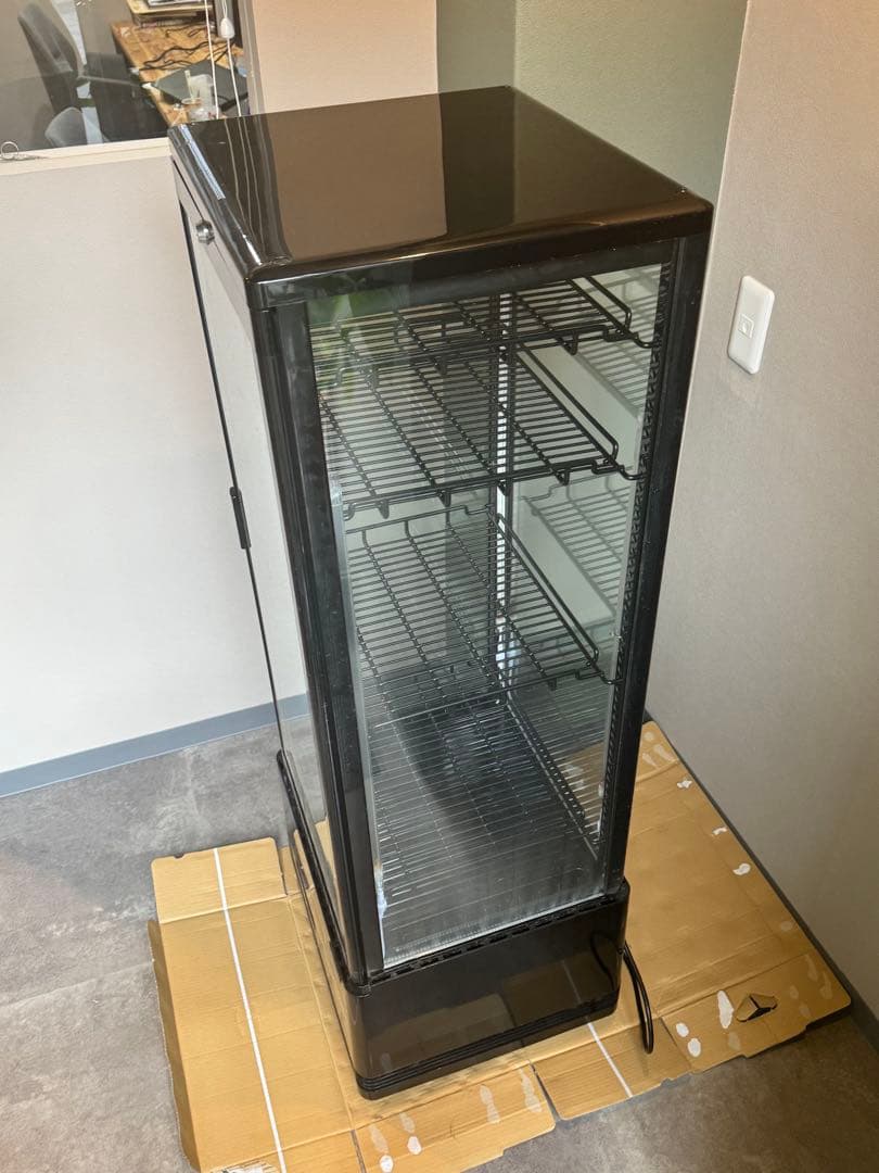 レマコム 4面ガラス冷蔵ショーケースR4G-120SLB (ブラック) 120L