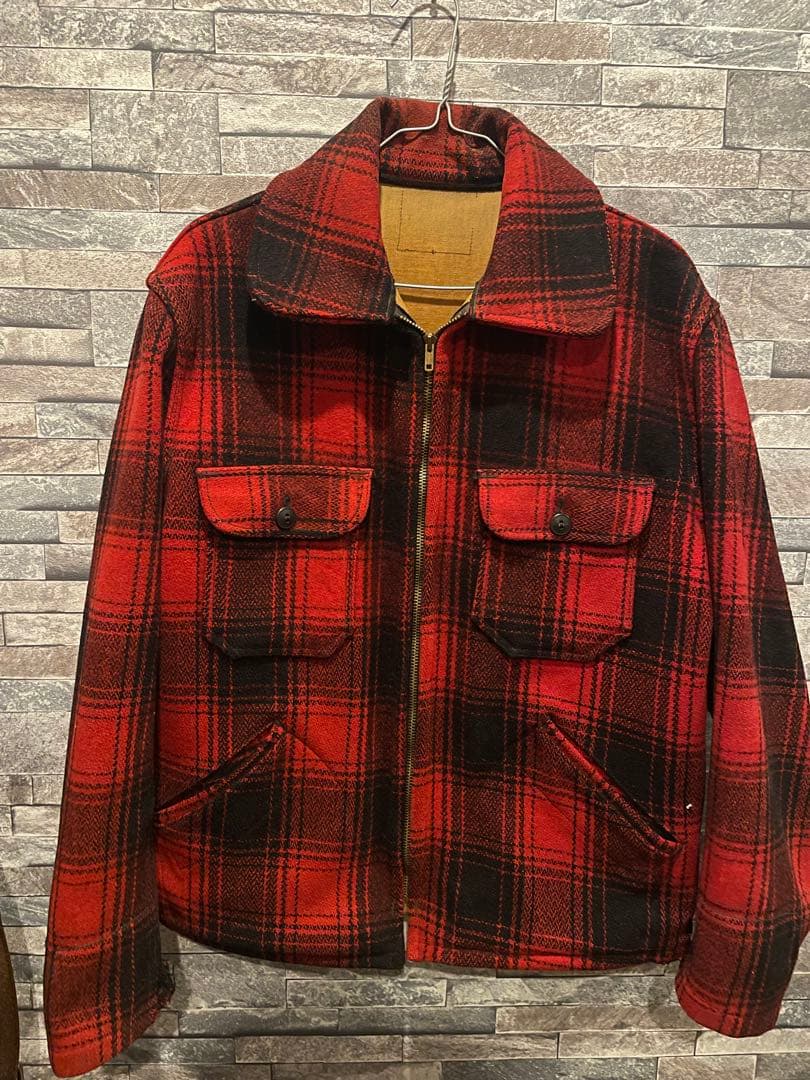60s〜70s ウールハンティングジャケット　赤黒　vintage