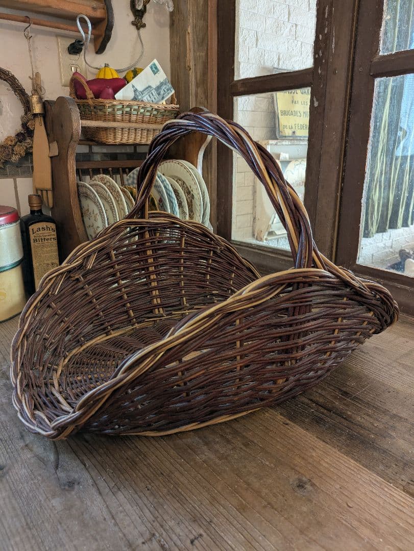 アンティーク　フラワーバスケット　花かご