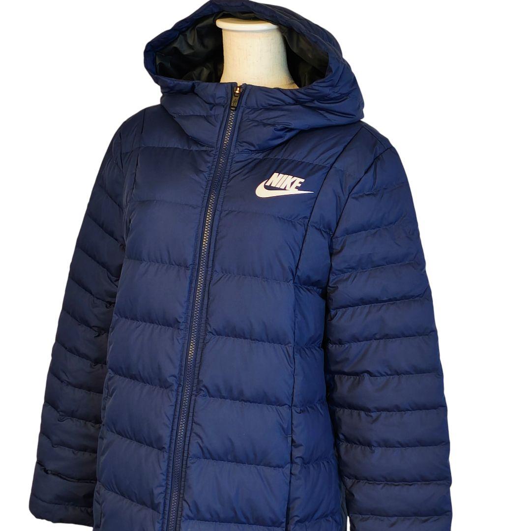 美品 NIKE ナイキ ロングダウンフィルコート ベンチコート XL ネイビー