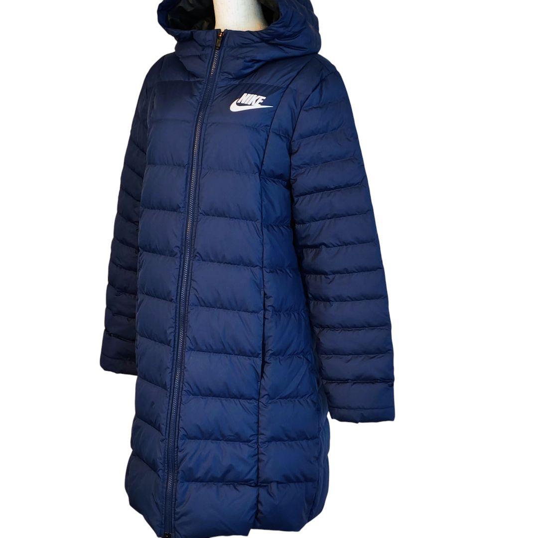 美品 NIKE ナイキ ロングダウンフィルコート ベンチコート XL ネイビー
