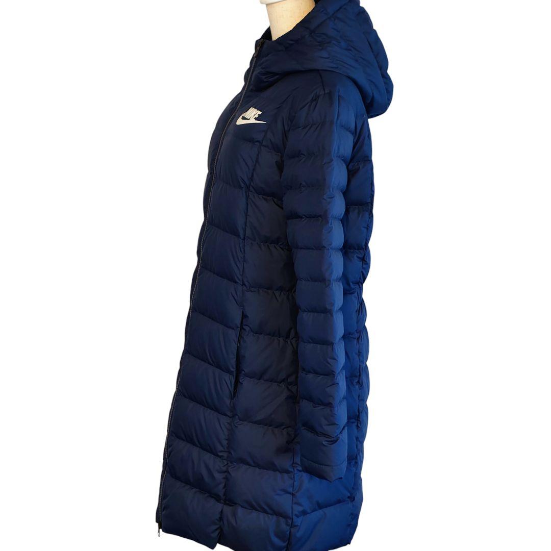 美品 NIKE ナイキ ロングダウンフィルコート ベンチコート XL ネイビー