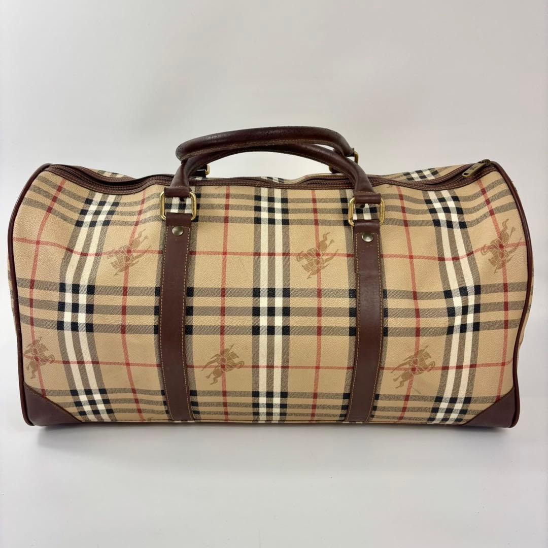 バーバリーズ ノバチェック柄 pvc ボストンバッグ ベージュ　チャーム