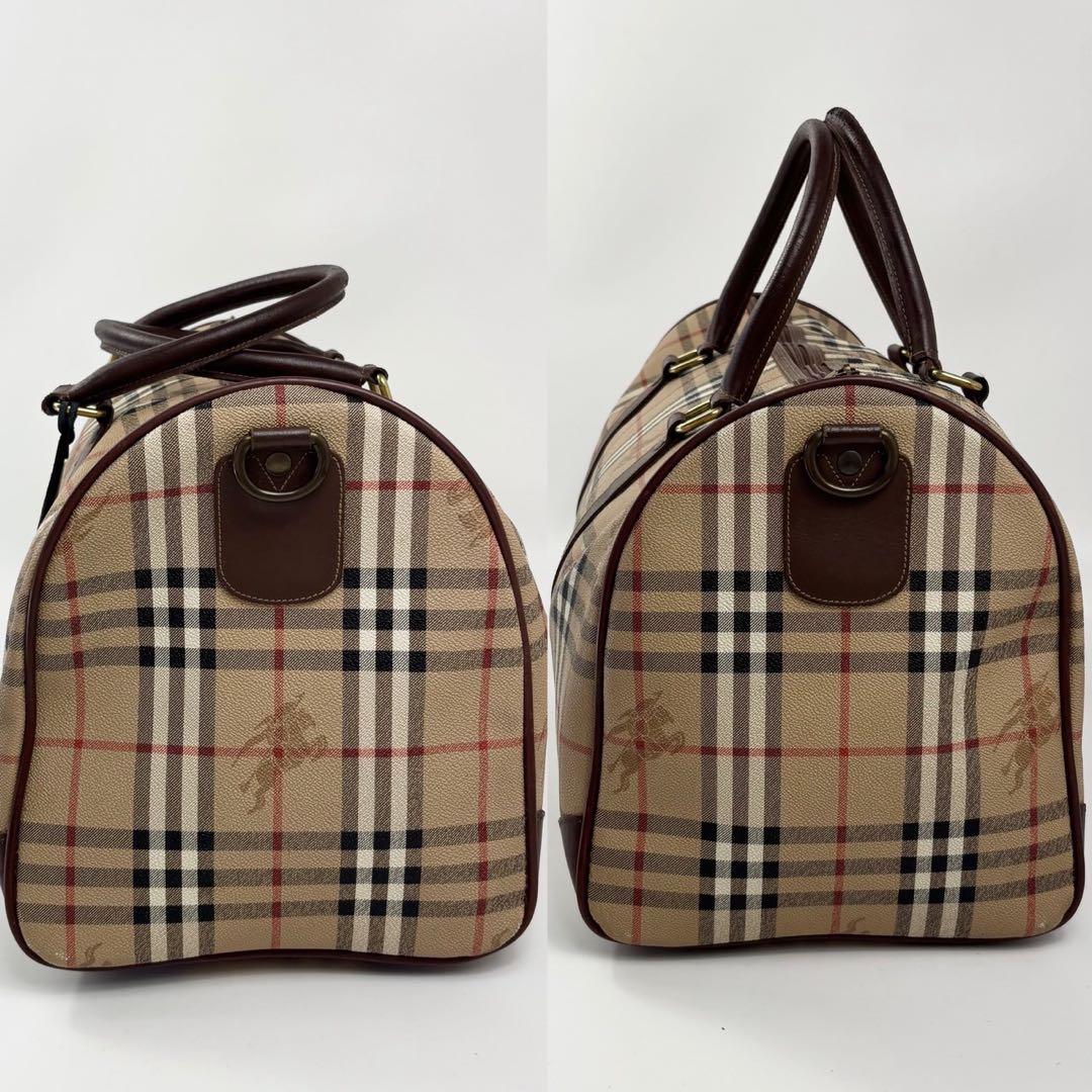 バーバリーズ ノバチェック柄 pvc ボストンバッグ ベージュ　チャーム