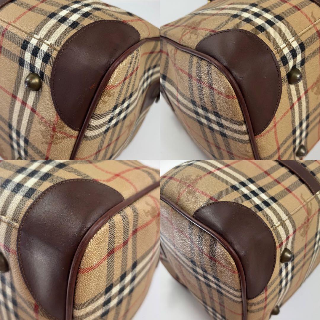 バーバリーズ ノバチェック柄 pvc ボストンバッグ ベージュ　チャーム