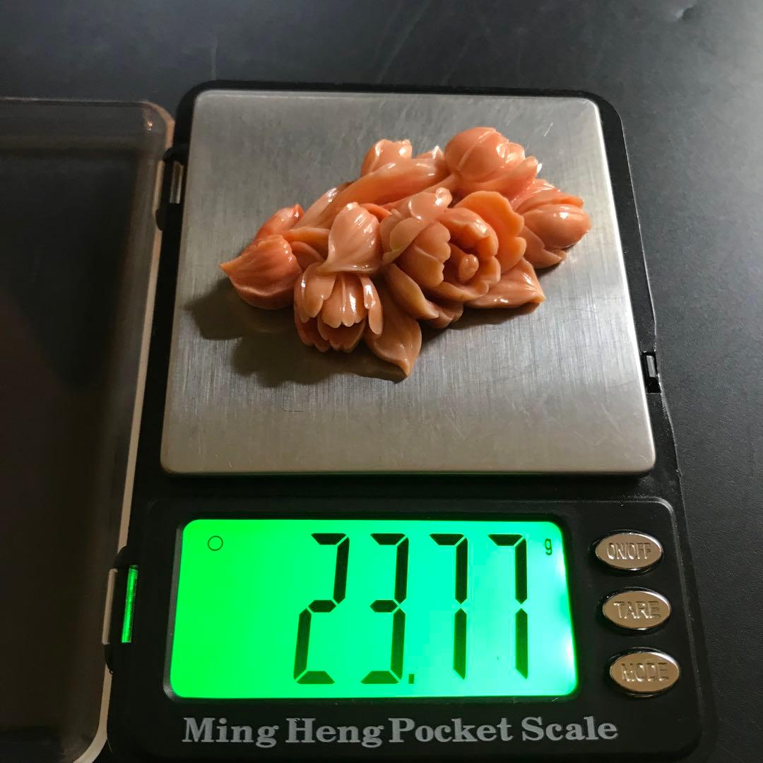 本珊瑚　彫刻品　花8