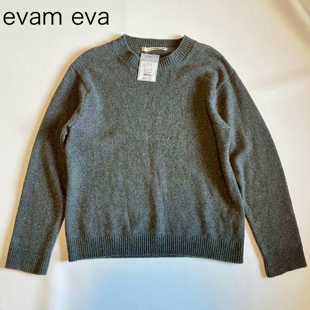 美品【evam eva】ニット セーター クルーネック ウール セーブル M