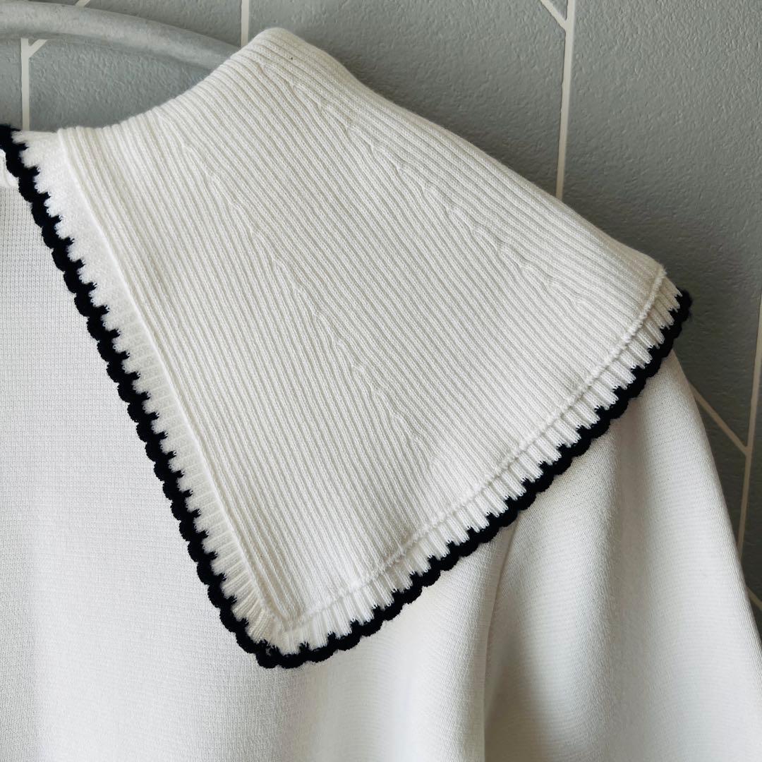 coo-ちゃん様　yori コットン刺繍カラーニット ホワイト