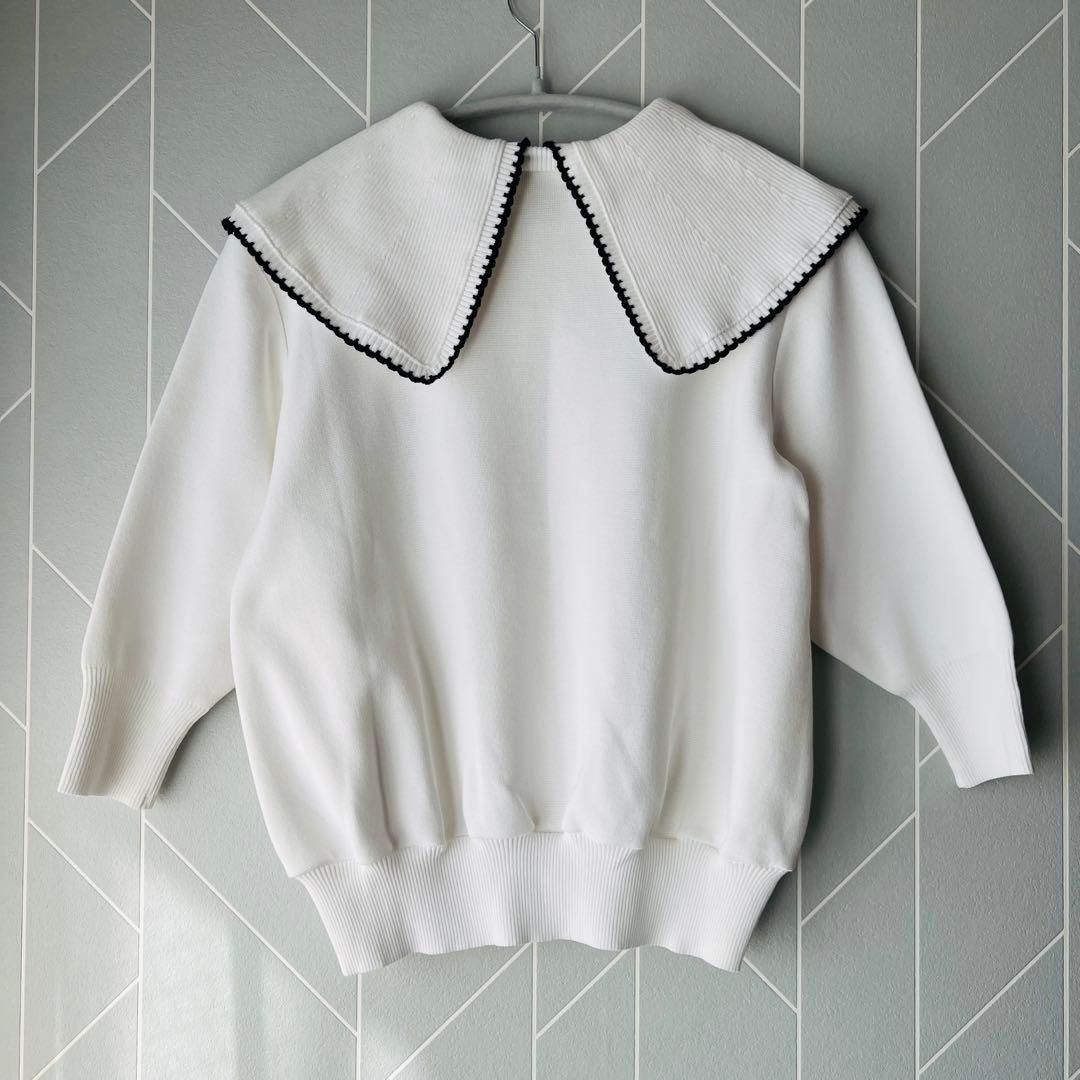 coo-ちゃん様　yori コットン刺繍カラーニット ホワイト