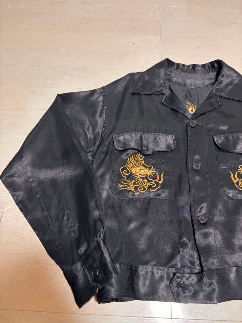 special! 50s スカシャツ　スカジャン black サテン　L程度