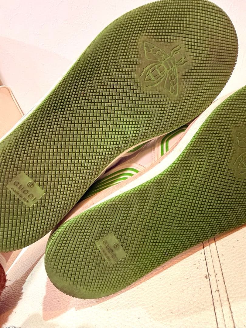 格安本物 GUCCI グッチ メンズ スニーカー 白グリーン