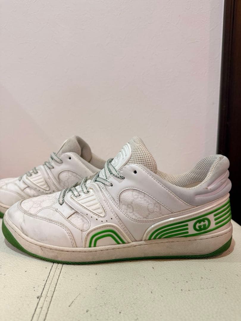 格安本物 GUCCI グッチ メンズ スニーカー 白グリーン