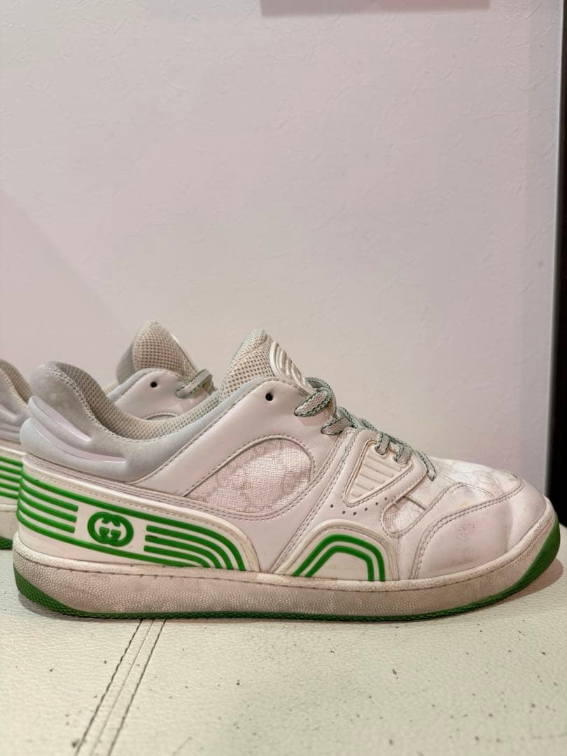 格安本物 GUCCI グッチ メンズ スニーカー 白グリーン