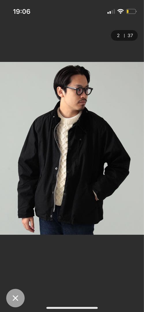 BEAMS別注Barbour TRANSPORT ウォッシュド　ブラック　34