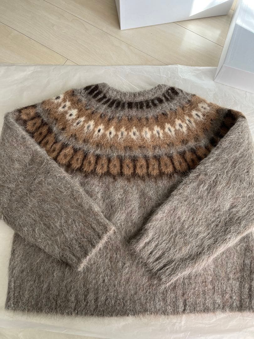 CELINE クルーネックセーター / ブラッシュドフェアアイル アルパカウール