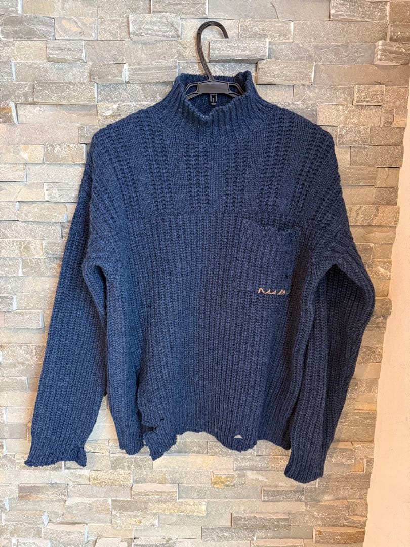 MARNI マルニ　ネイビー タートルネックニット２０２５ＡＷ
