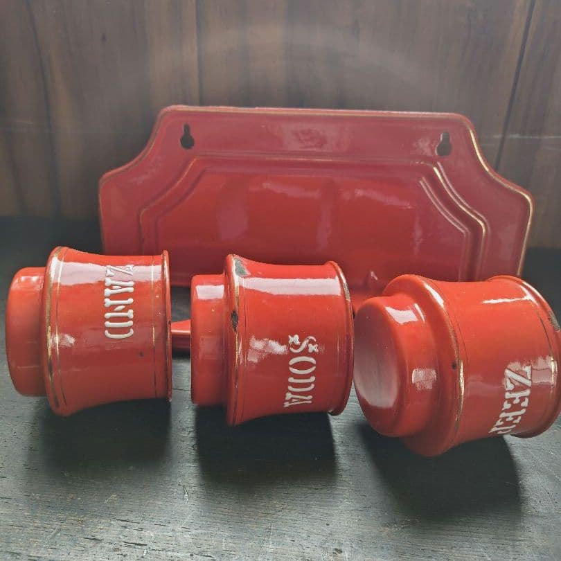 アンティーク　ホーロー　サボンラック　レッド