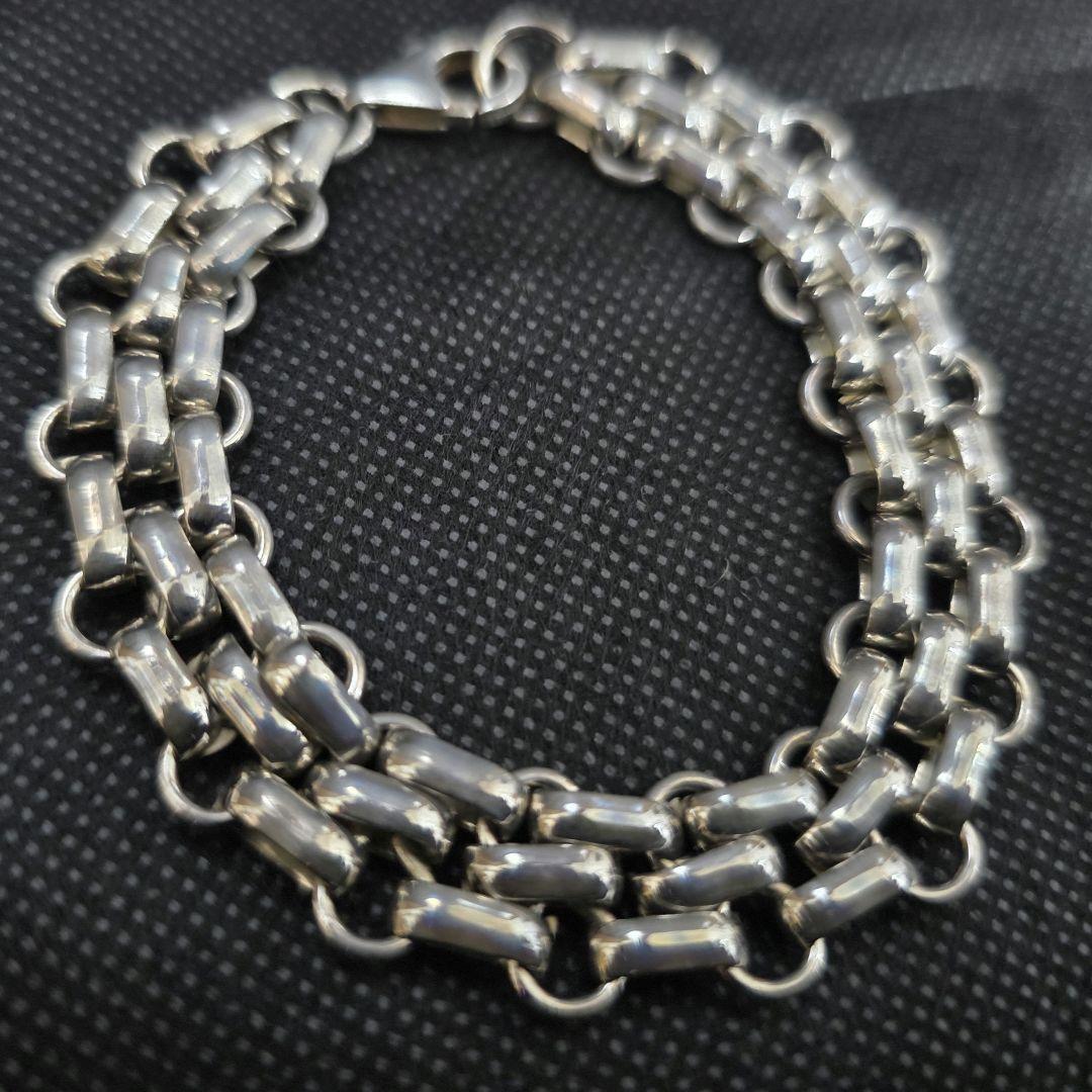 3連チェーンブレスレット SILVER925 極太 太め 大きめ シルバー925