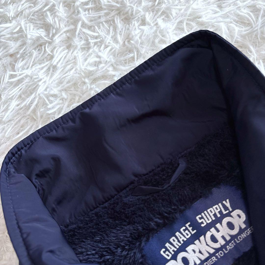 美品 ポークチョップ コーチジャケット 裏ボア ネイビー L