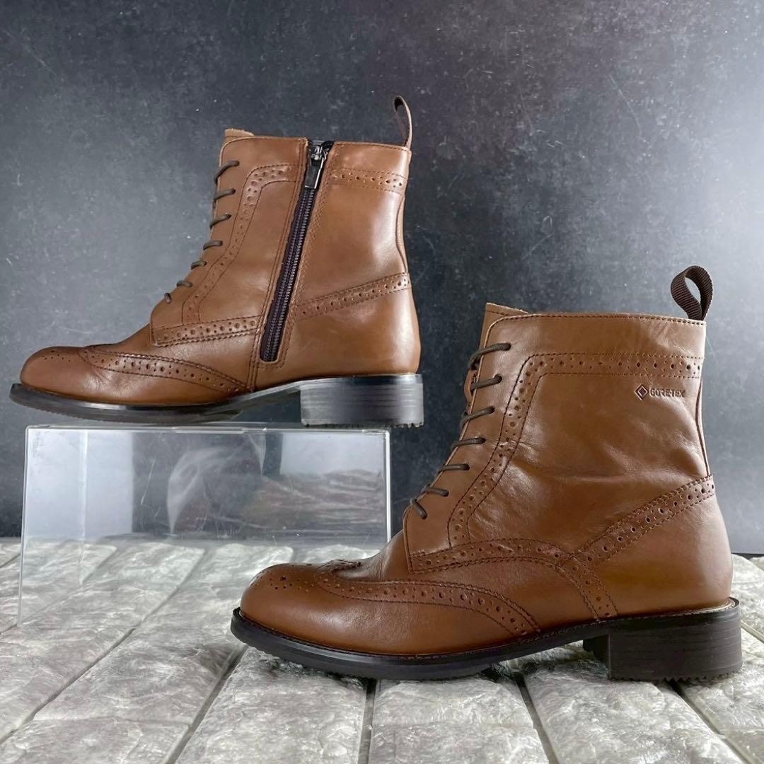 未使用級 23.5 リーガル ショートブーツ レースアップブーツ ゴアテックス