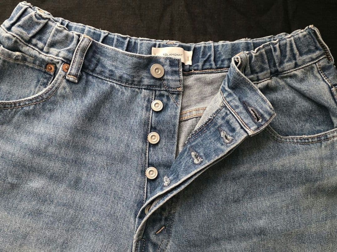 12/25まで値下げ【美品】ソラモナ5Pルーズ　ストレートイージーデニムパンツL