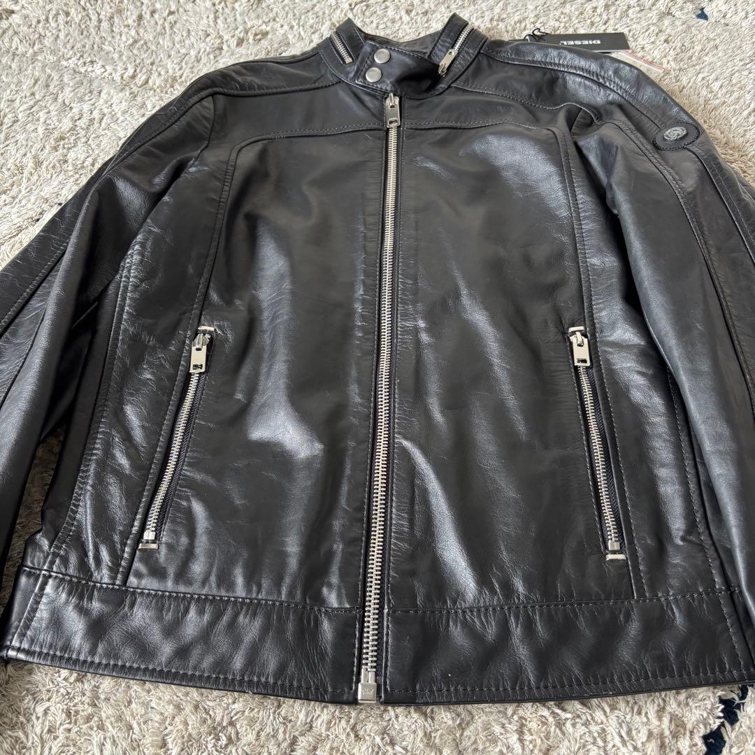 【タグあり✨】ディーゼル　レザージャケット　ライダース　シングル　ブラック　牛革