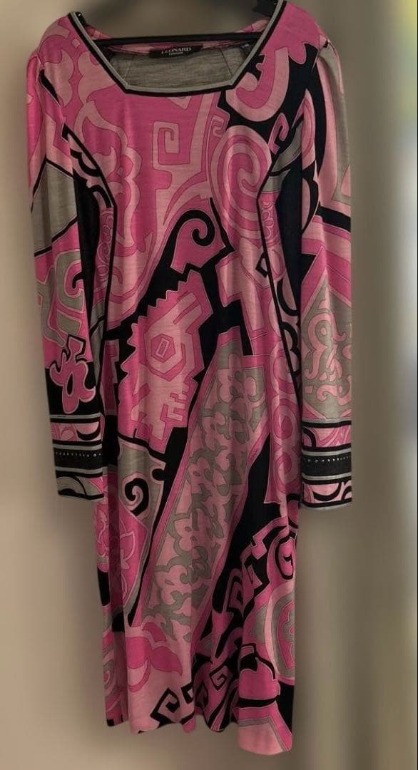 LEONARD ピンク 長袖 ワンピース