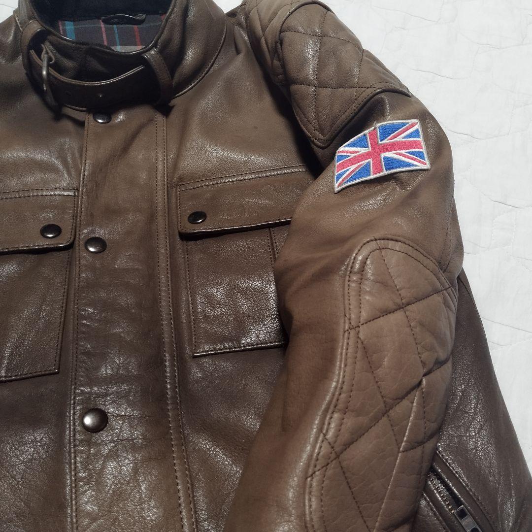 A.J.S 英国ライダースジャケット レザージャケットブラウン イギリス 茶色