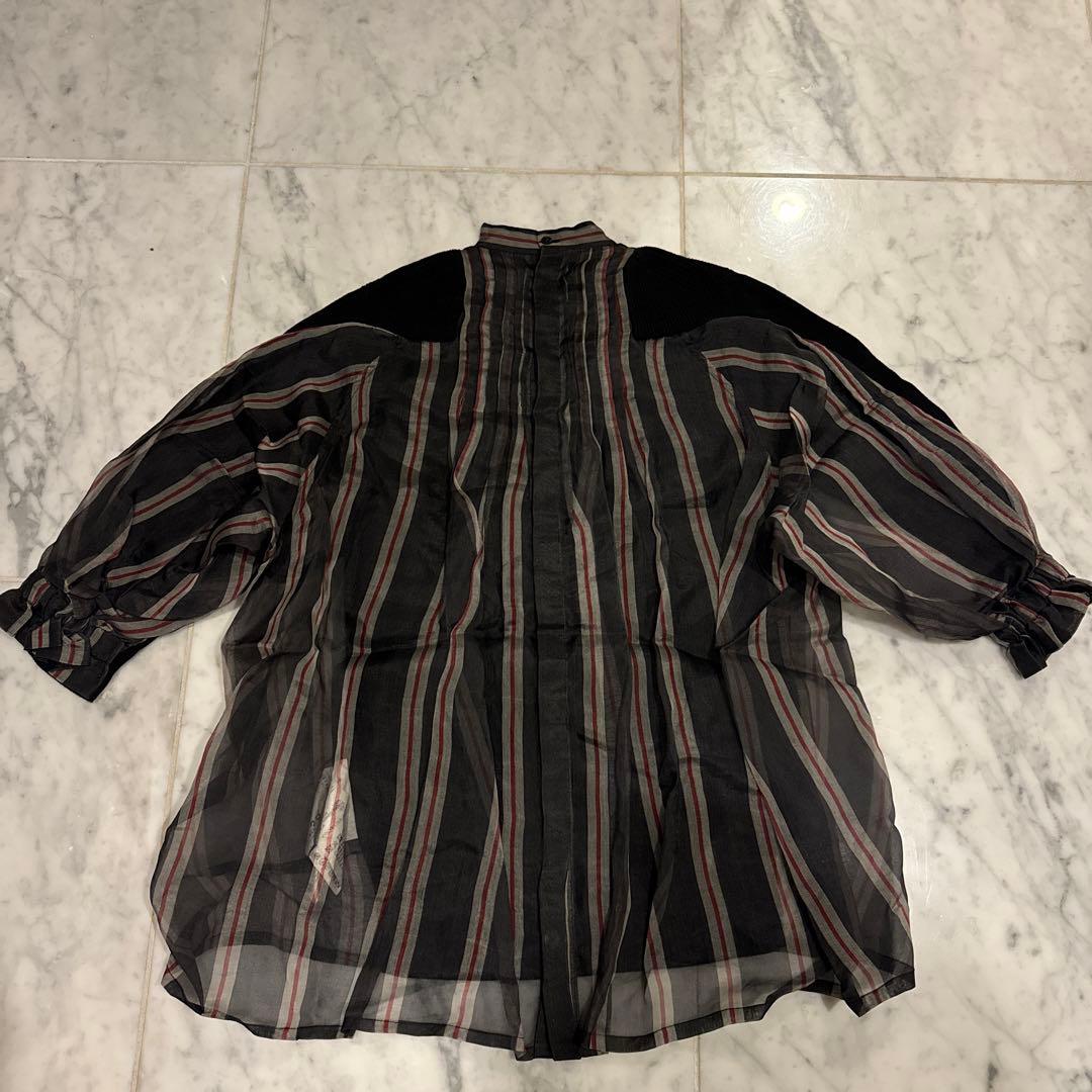 sacai前身頃コットン後オーガンジーボタン付き5分袖サイズ1