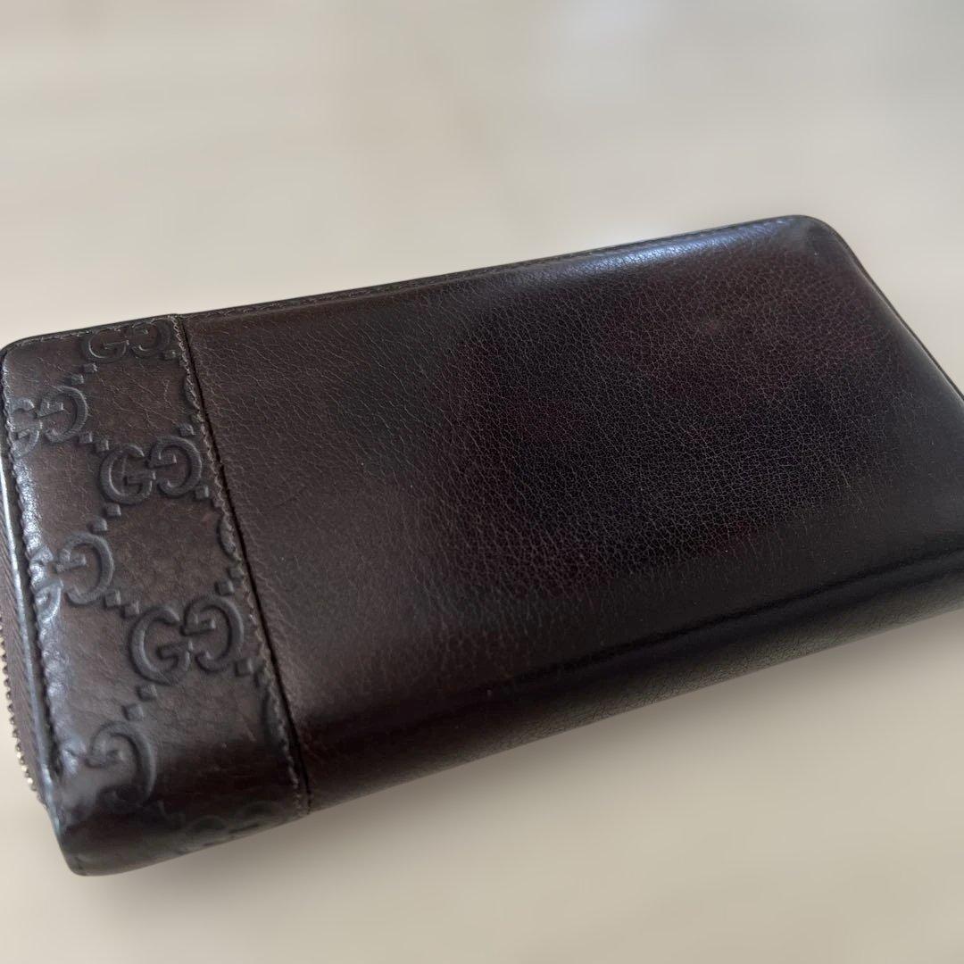 美品　GUCCI ブラウンレザー長財布