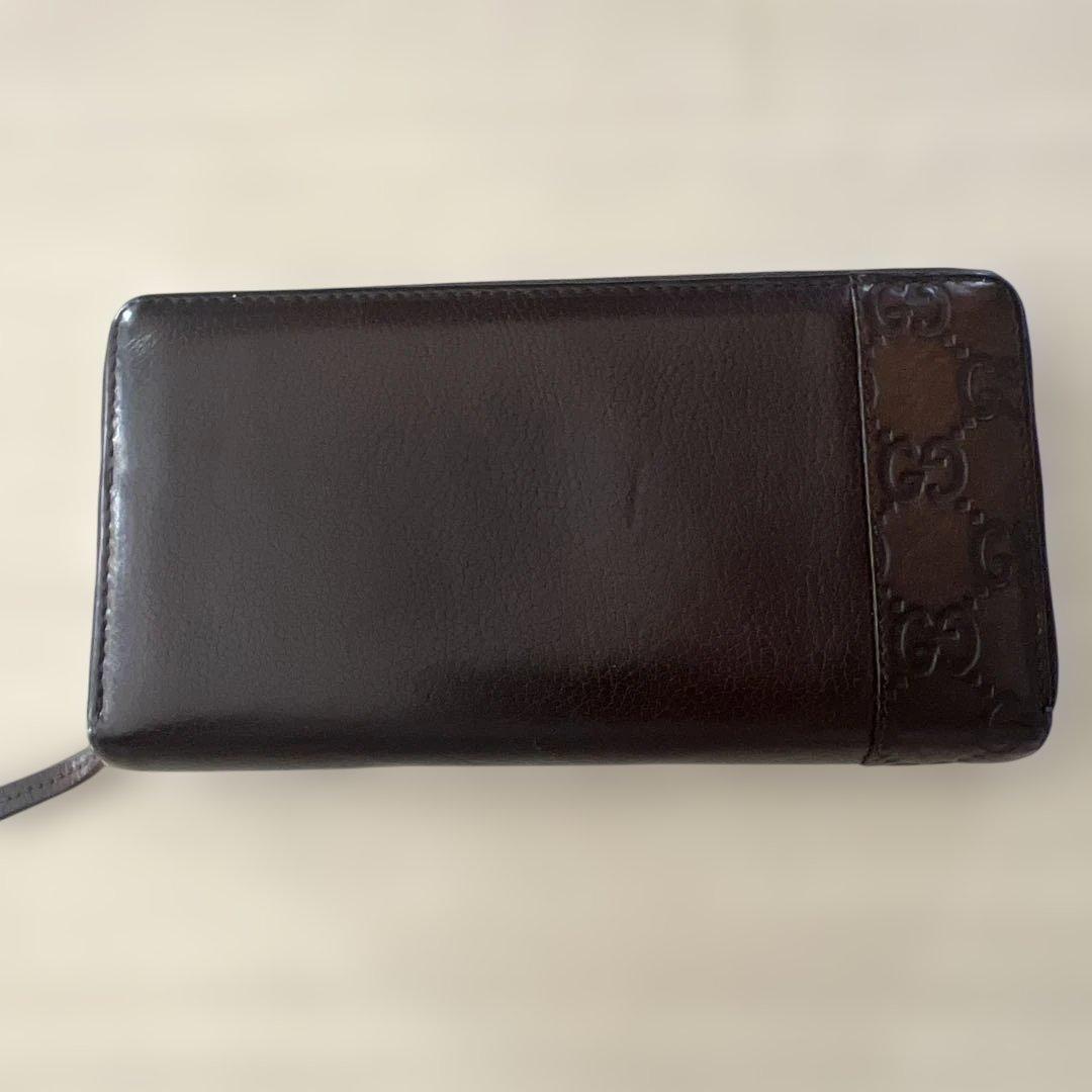 美品　GUCCI ブラウンレザー長財布
