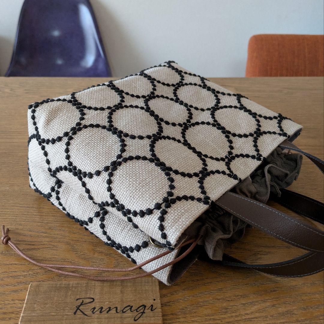 【1547】あおりポケットの巾着 ショルダーバッグ＊ミナペルホネン