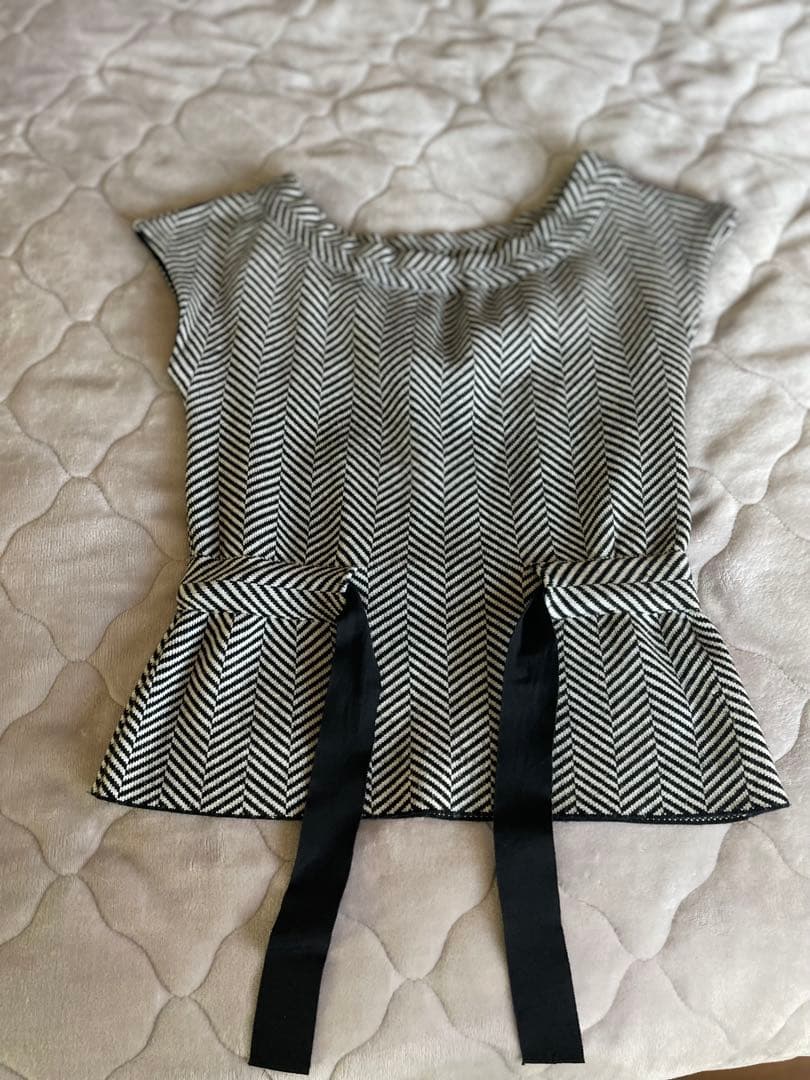 クリスチャンディオール　ヘリンボーン　ニットトップス　リボン