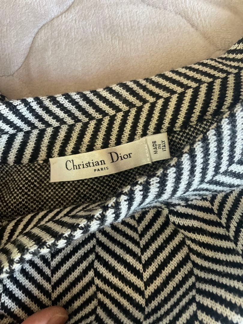 クリスチャンディオール　ヘリンボーン　ニットトップス　リボン