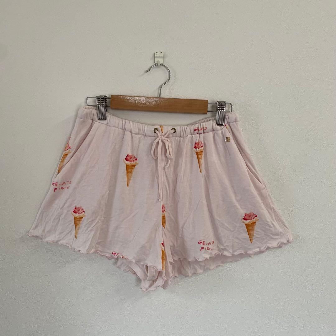 【ジェラートピケ】アイス柄セットアップパジャマ 半袖 ショートパンツ ゴム 薄手