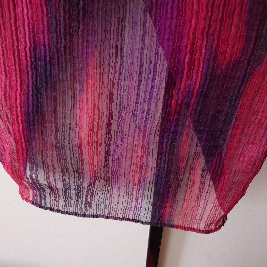 イッセイミヤケ　プリーツ　カーディガン　トップス　赤系　レトロ　レディース