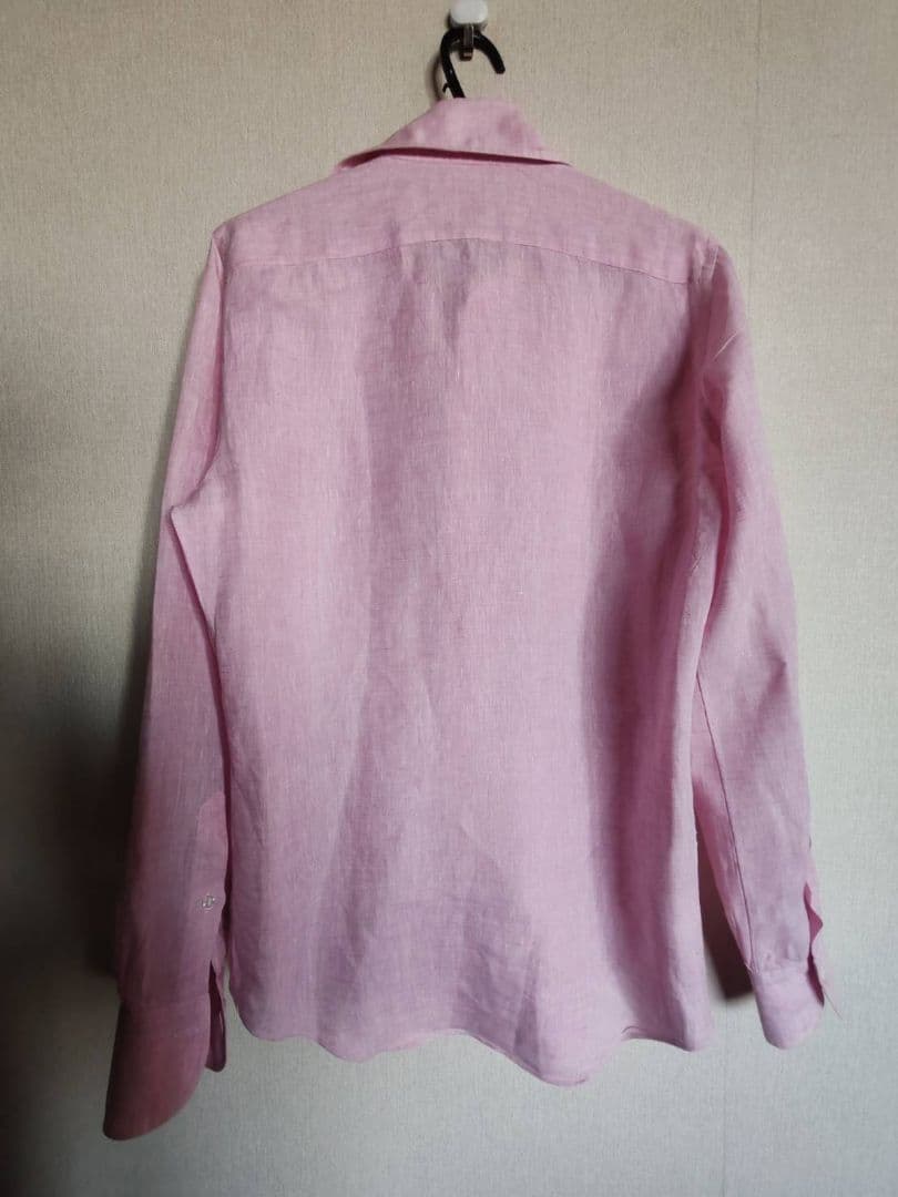 フィナモレ　 リネンシャツ　ホリゾンタルカラー　ピンク