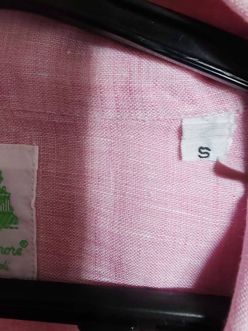 フィナモレ　 リネンシャツ　ホリゾンタルカラー　ピンク