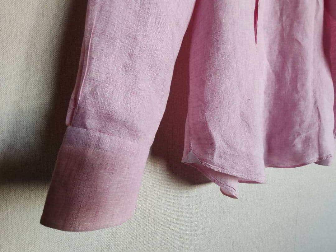 フィナモレ　 リネンシャツ　ホリゾンタルカラー　ピンク