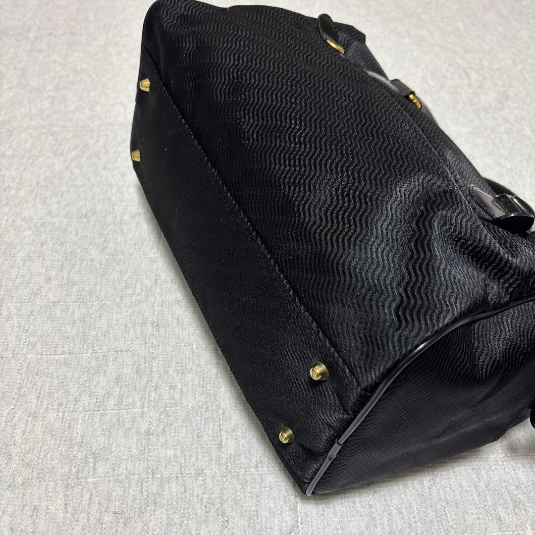 希少　BALENCIAGA ACE ブラック ボストンバッグ　ゴールド金具