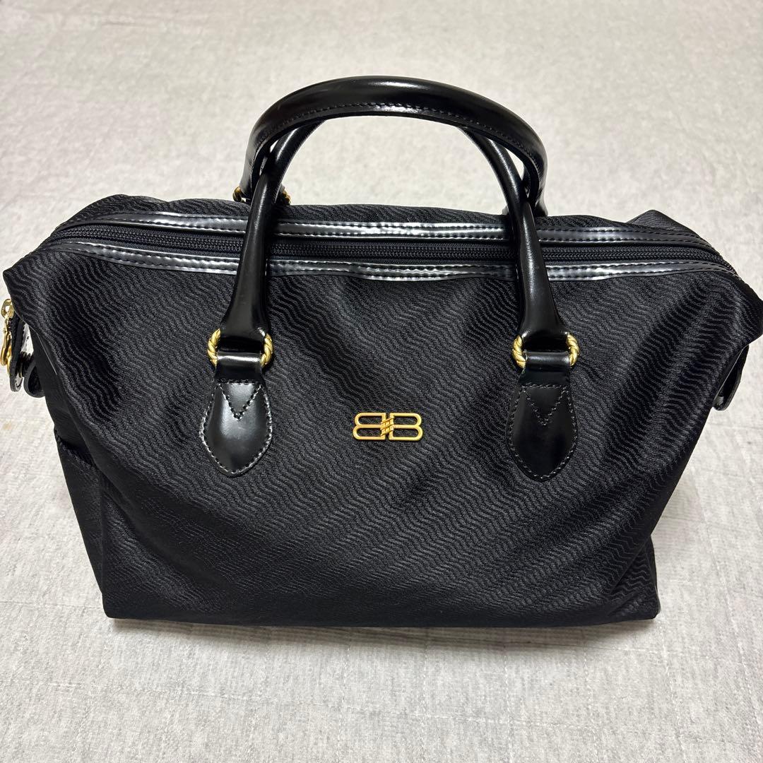 希少　BALENCIAGA ACE ブラック ボストンバッグ　ゴールド金具