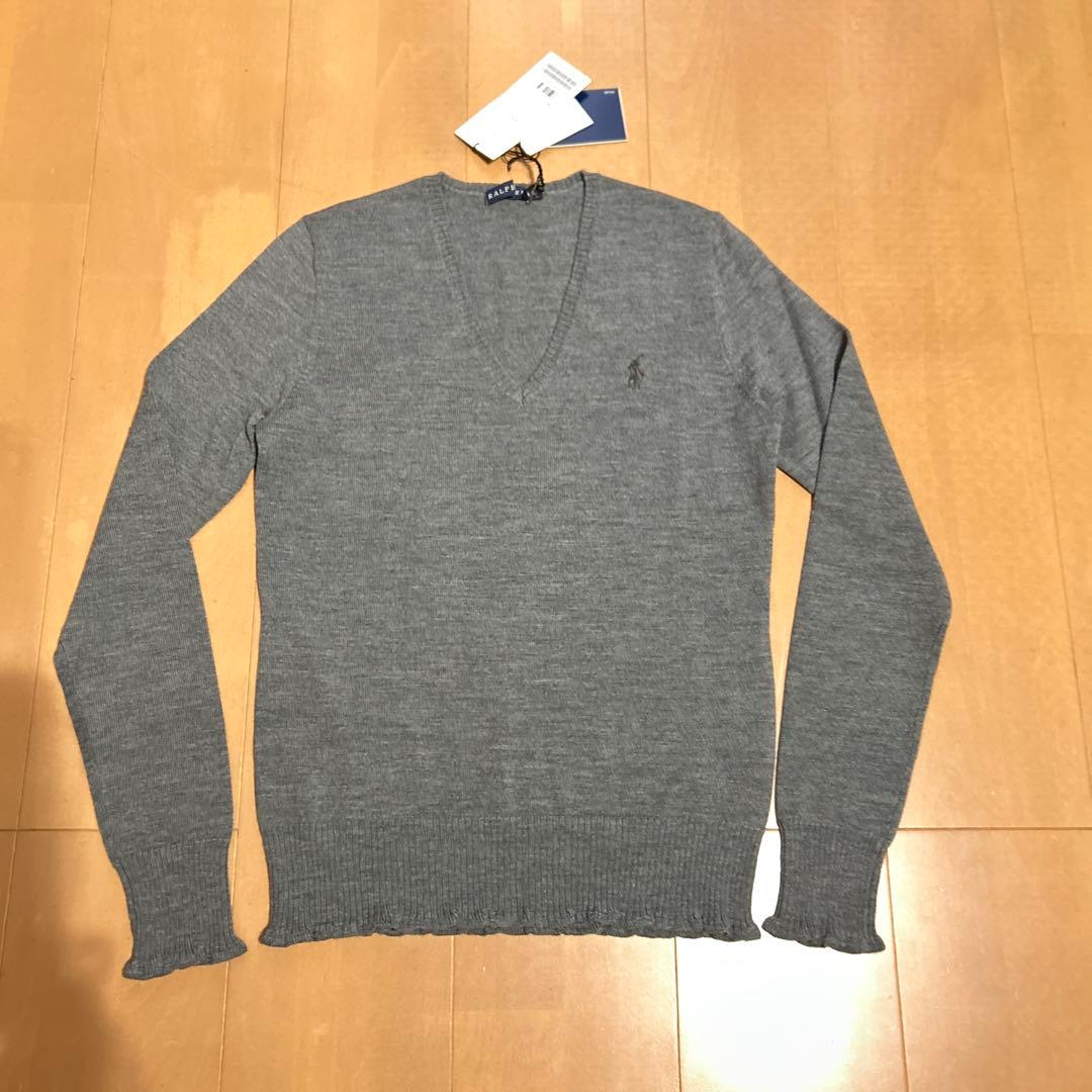 【新品タグ付き】Ralph Lauren グレー Vネックニット