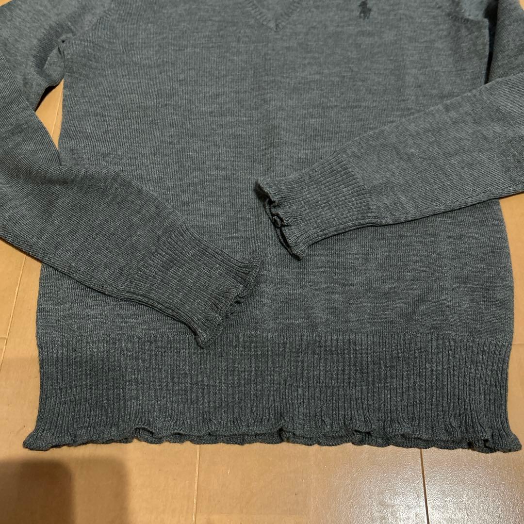 【新品タグ付き】Ralph Lauren グレー Vネックニット