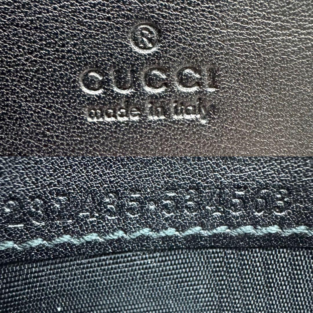 【極美品】GUCCI　名刺入れ　インターロッキング　GG柄　レザー　ブラック
