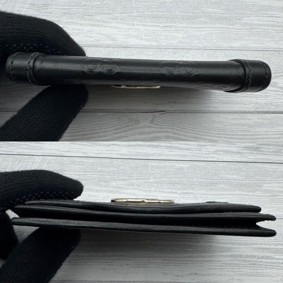 【極美品】GUCCI　名刺入れ　インターロッキング　GG柄　レザー　ブラック