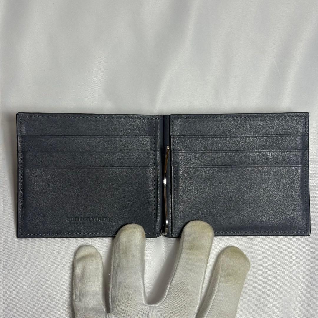 【美品】ボッテガヴェネタ マネークリップ マキシイントレチャート 財布 グレー