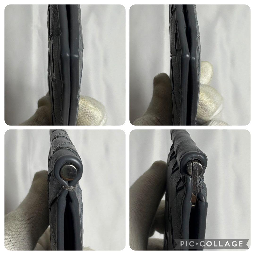 【美品】ボッテガヴェネタ マネークリップ マキシイントレチャート 財布 グレー