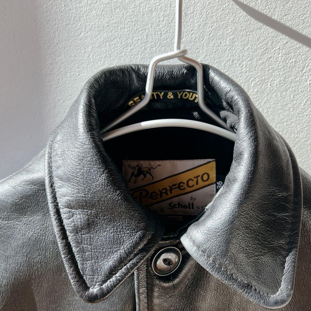 希少✨Schott レザーカーコート　BEAUTY&YOUTH レザージャケット