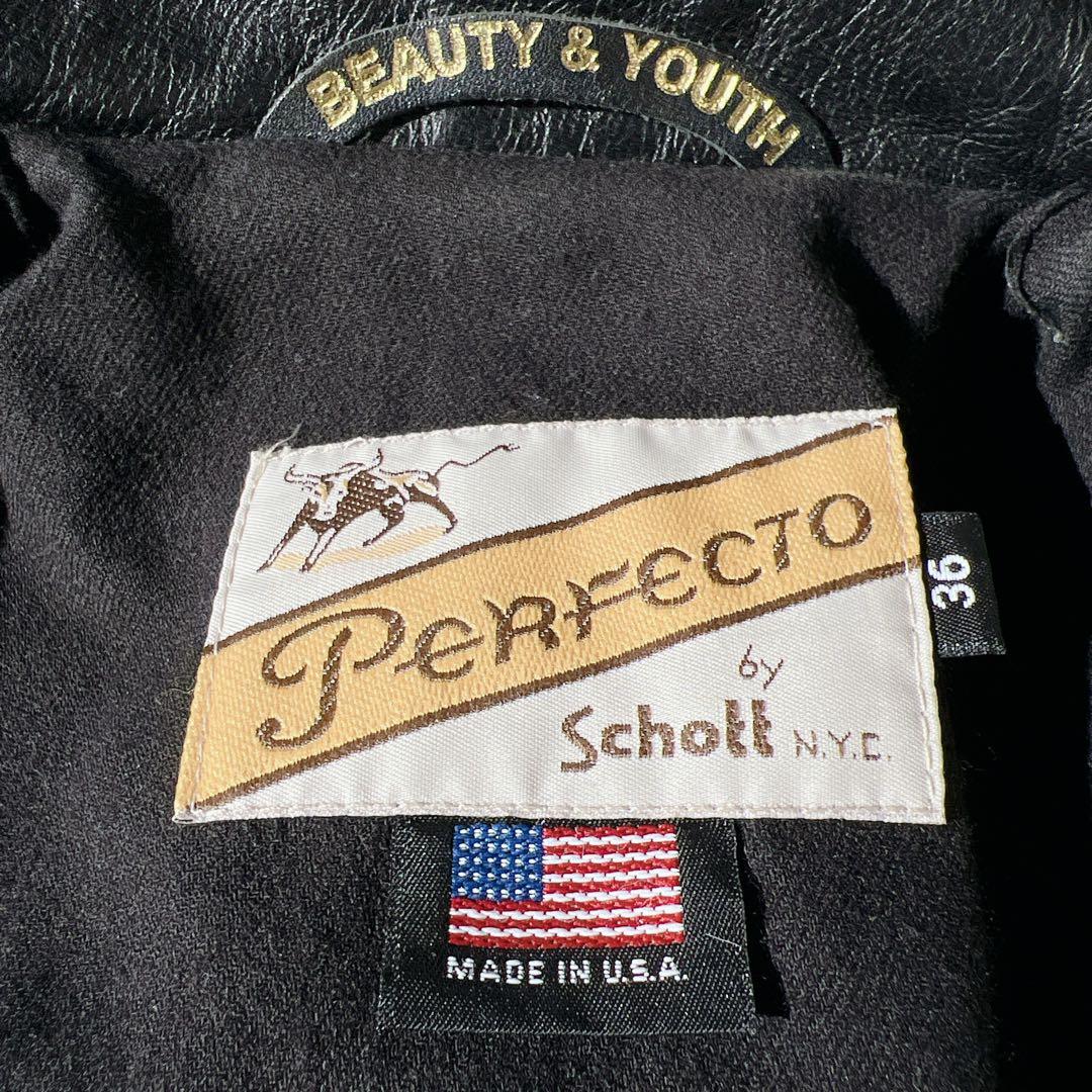 希少✨Schott レザーカーコート　BEAUTY&YOUTH レザージャケット
